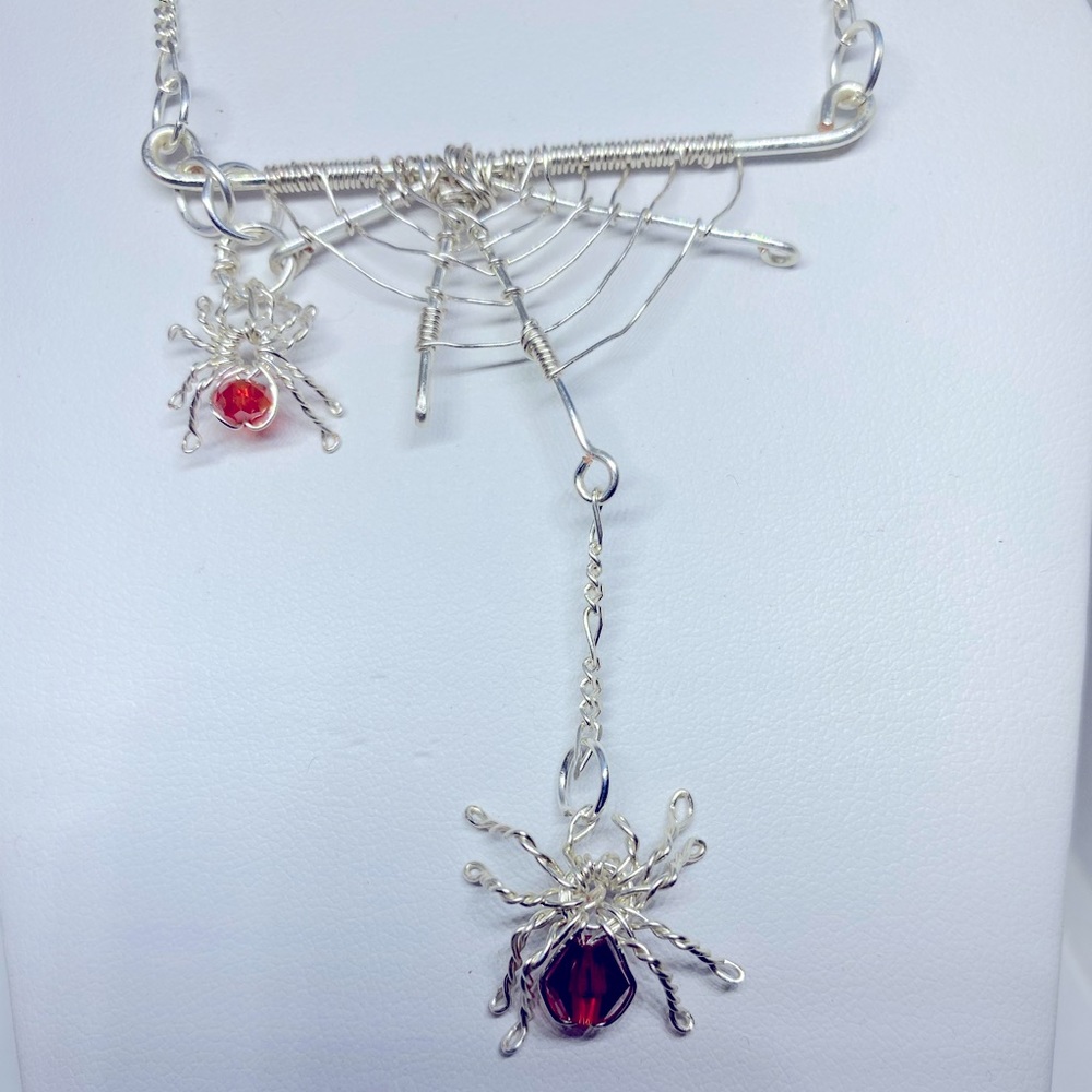 Handmade wire wrapped spider necklace